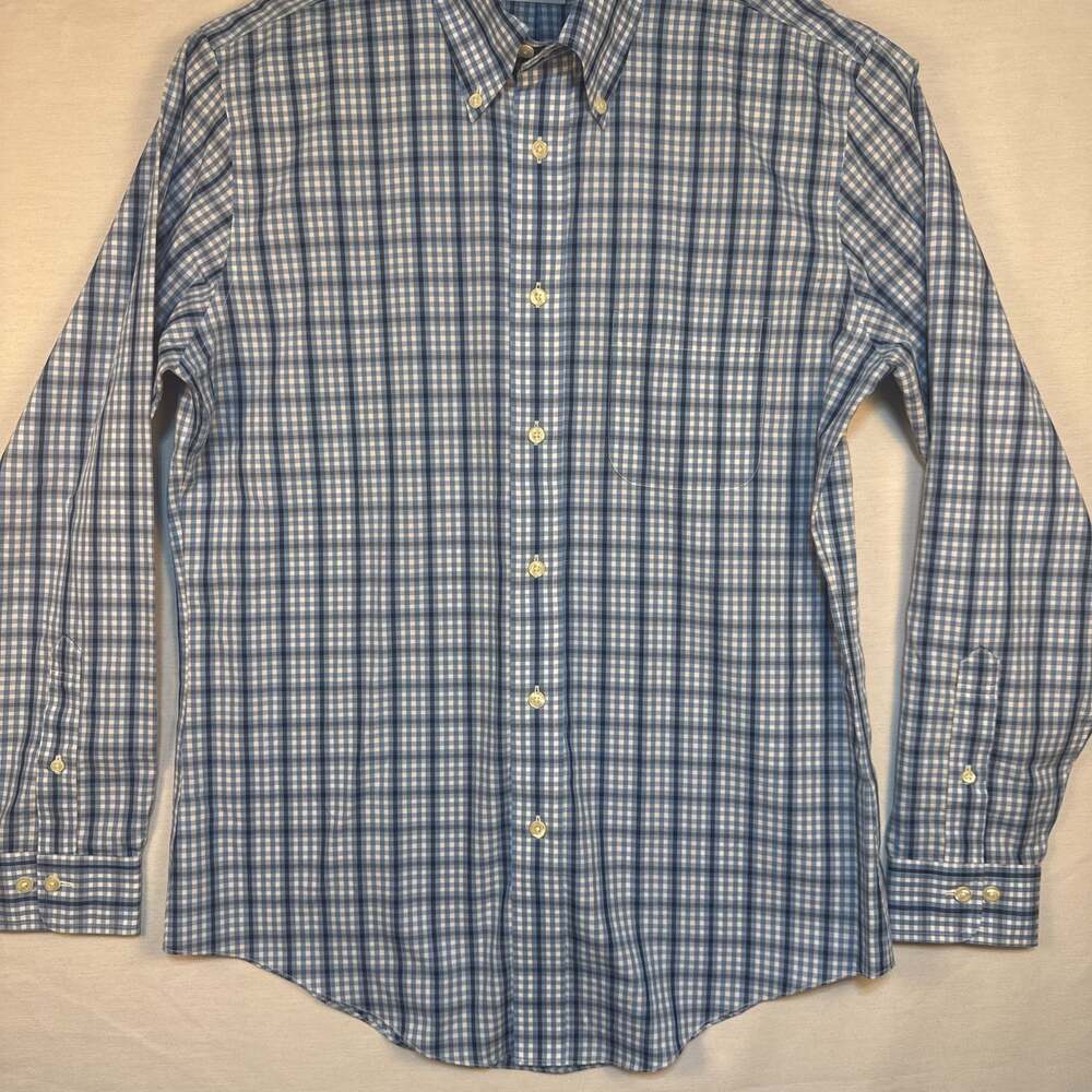 Brooks Brothers Regent Fit Blue Plaid Long Sleeve Button Up Shirt